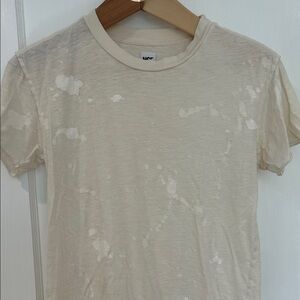 NSF Women's Cream Short-Sleeve Crewneck Tee with Bleach-Splatter Detail